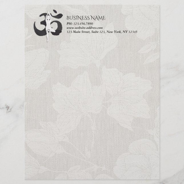 YOGA Instructor Watercolor Meditation Pose Om Sign Letterhead (Front)