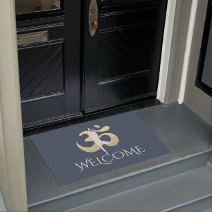 Yoga instructor Welcome Meditation Pose OM Symbol Doormat