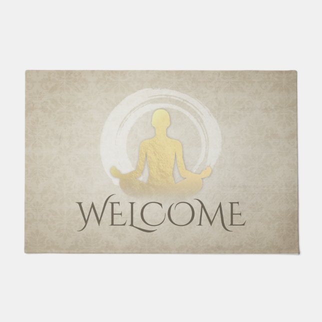 Yoga instructor Welcome Meditation Pose ZEN Symbol Doormat (Front)