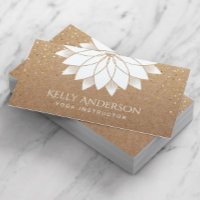 Yoga Instructor White Lotus Floral Rustic Kraft