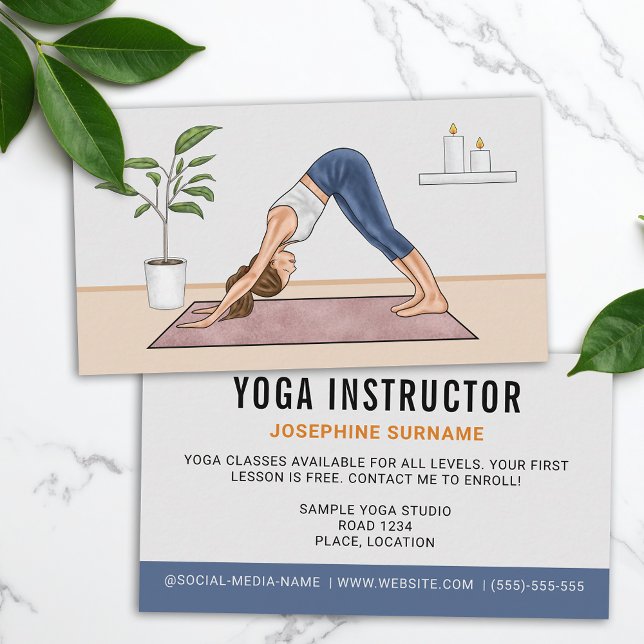 Yoga Instructor Woman Downward-facing Dog Pose Business Card (Creator Uploaded)