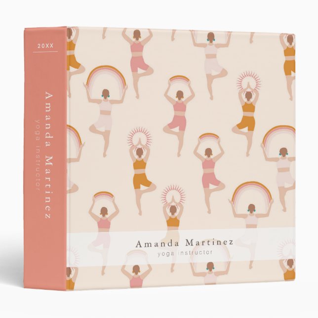 Yoga Instructor Women Yoga Pose Light Pink Binder (Front/Spine)