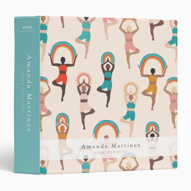 Yoga Instructor Women Yoga Pose Light Tan Binder (Front/Spine)