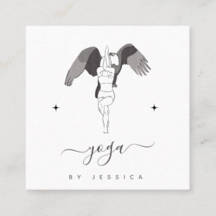 Yoga Instructor Yogi & Eagle Pose Sparkle Elegant Square Business Card