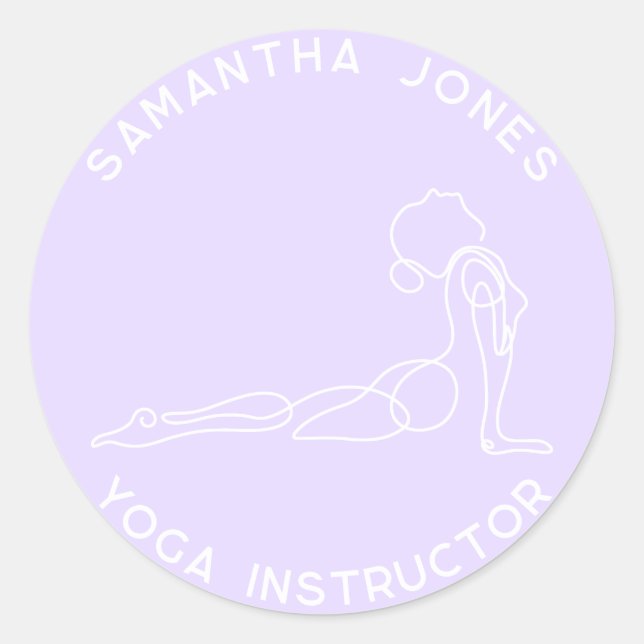 Yoga instructor yogi pose modern studio business classic round sticker (Front)