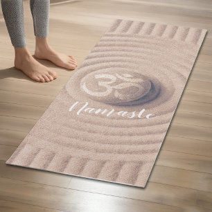 YOGA Instructor Zen OM symbol Pebble on Raked Sand Mat