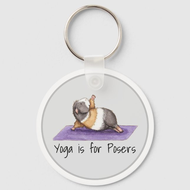 Yoga is For Posers Funny Guinea Pig  Keychain (Front)
