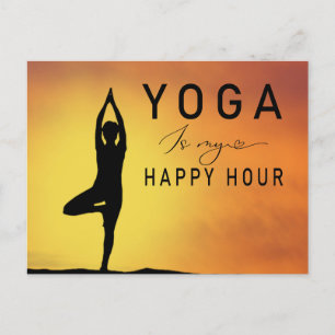 Yoga is my happy hour Woman posing yoga  Postcard