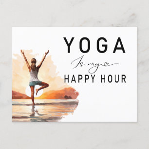 Yoga is my happy hour Woman posing yoga  Postcard