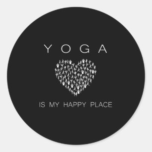 Yoga Is My Happy Place Insrational Motivational  Classic Round Sticker
