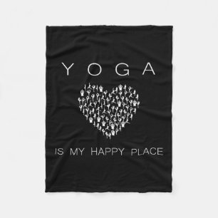 Yoga Is My Happy Place Insrational Motivational Fleece Blanket