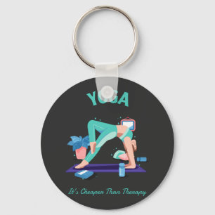 Yoga It's Cheaper Than Therapy Keychain