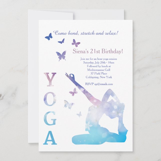 Yoga King Pigeon Invitation (Front)