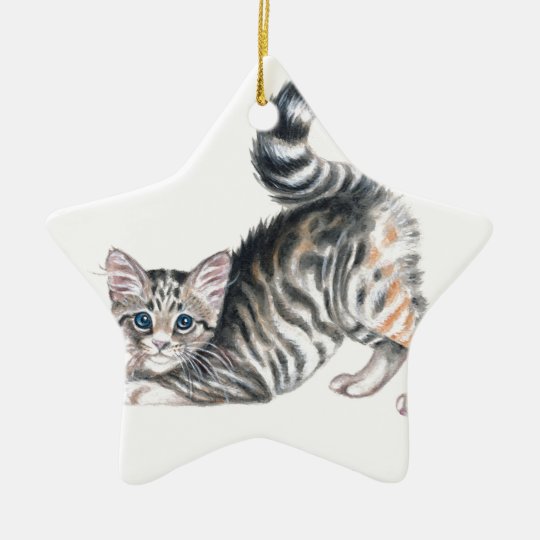 yoga kitten ceramic ornament