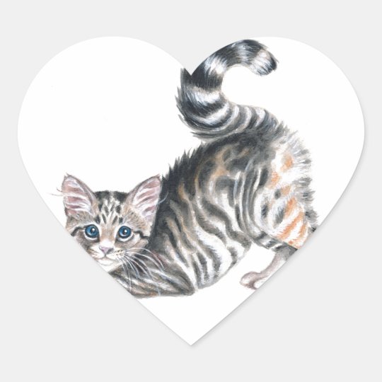 yoga kitten heart sticker