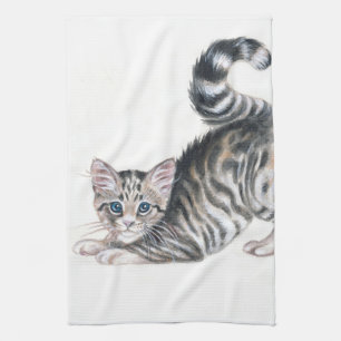 yoga kitten kitchen towel