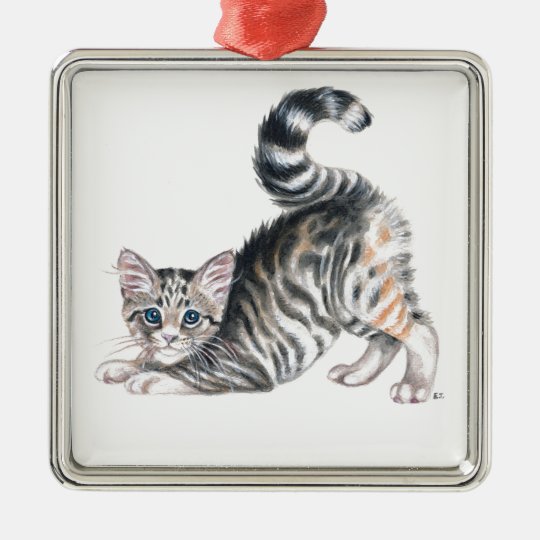yoga kitten metal ornament