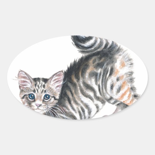 yoga kitten oval sticker