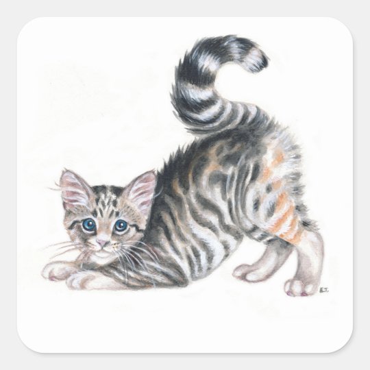 yoga kitten square sticker