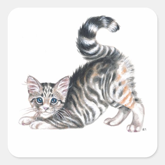 yoga kitten square sticker