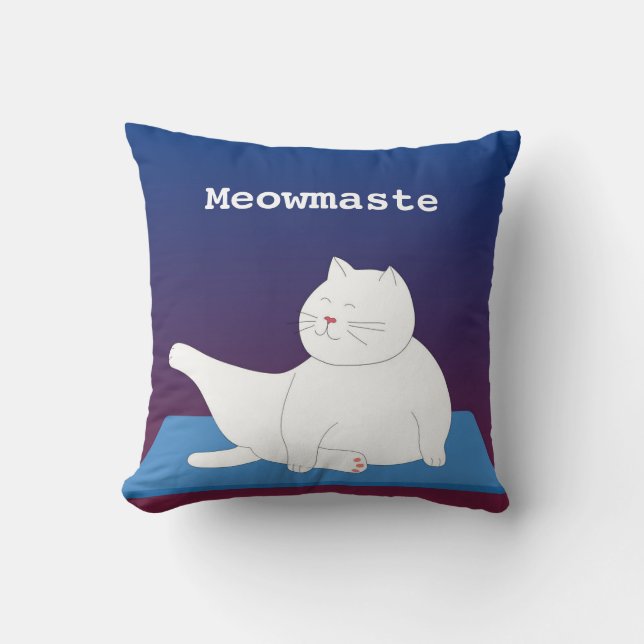 Yoga Kitty Throw Pillow, 16" x 16" Pillow (Front)