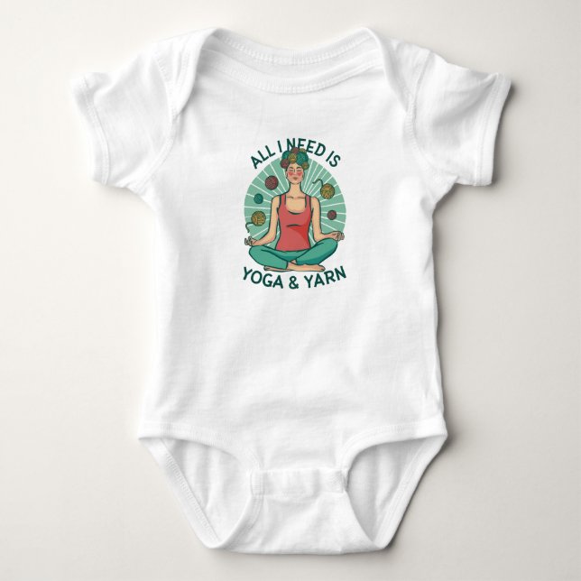 Yoga Knitting Funny Design Baby Bodysuit (Front)