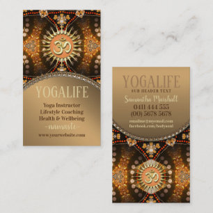 Yoga Life Caramel Gold OM New Age Business Card