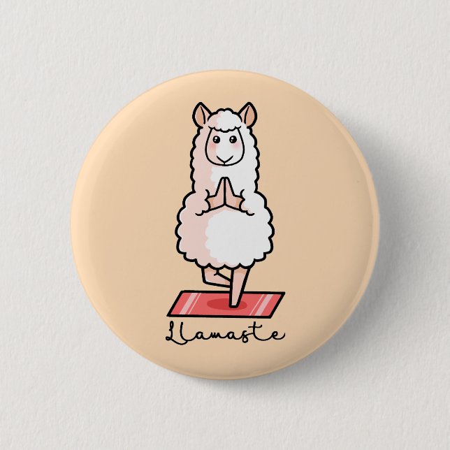 Yoga Llama - Llamaste 2 Inch Round Button (Front)