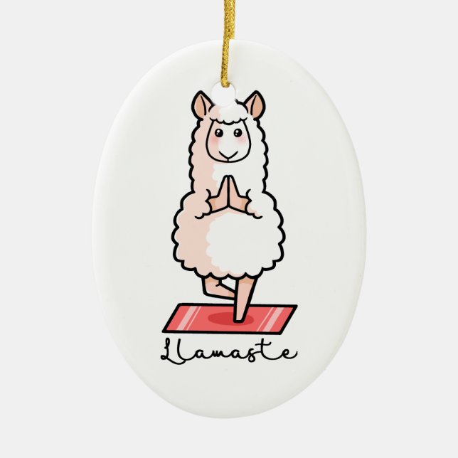 Yoga Llama - Llamaste Ceramic Ornament (Front)