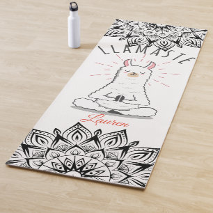 Yoga Llama - Llamaste Pun Mindfulness Mandala Name Yoga Mat
