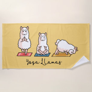 Yoga Llamas Beach Towel