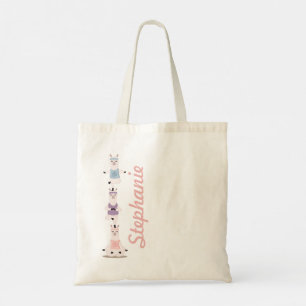 Yoga Llamas Meditating Fun & Cute Custom Name Tote Bag