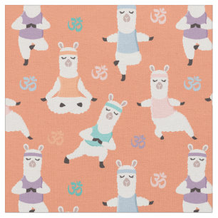 Yoga Llamas Pattern   Fun Yoga Llama Characters Fabric