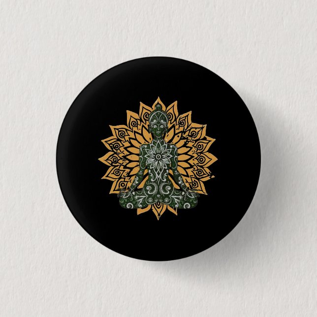 Yoga Lotus Pose Zen Graphic 1 Inch Round Button (Front)