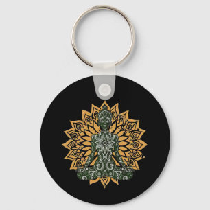 Yoga Lotus Pose Zen Graphic Keychain