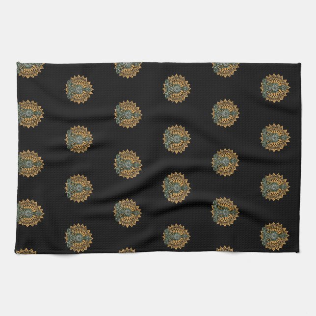 Yoga Lotus Pose Zen Graphic Kitchen Towel (Horizontal)