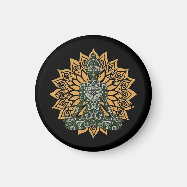 Yoga Lotus Pose Zen Graphic Magnet (Front)