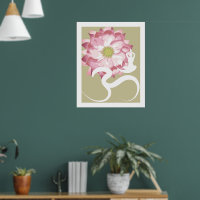 Yoga & Lotus Rose Fleur Om Blanc Poster Spirituel