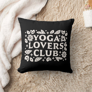 Yoga lover club spiritual funny yogi black throw pillow