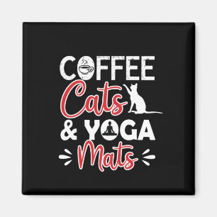 Yoga Lover Coffee Cat And Yoga Mats Magnet