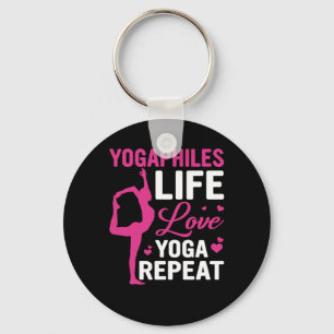 Yoga Lover Yoga Life Love Yoga Repeat Keychain