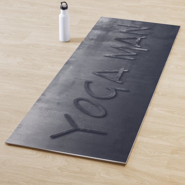 Yoga Man Navy Blue Grey rustic Mat (In Situ)