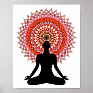 Yoga Mandala Moroccan Seated Design,yoga Gift Idea Poster