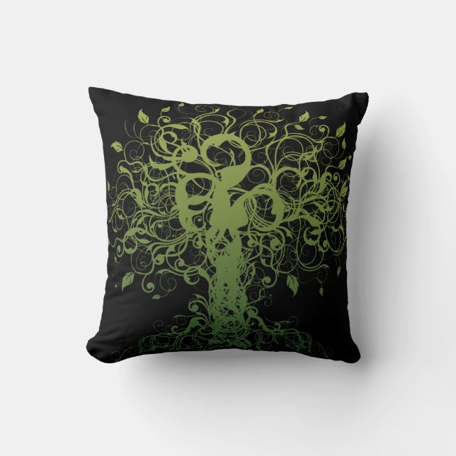 Yoga Mandala Om Front Tree of Life Back Throw Pillow (Front)