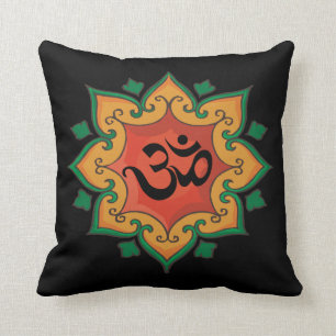 Yoga Mandala Om Front Tree of Life Back Throw Pillow
