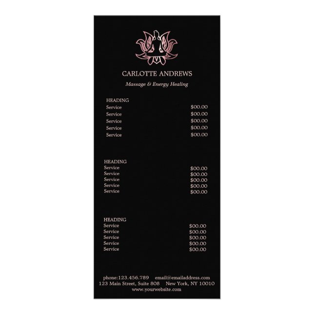 Yoga Mandala Salon Tarifs Carte Rack (Devant)