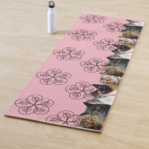 Yoga Mat Cat Crowd w/Swirls