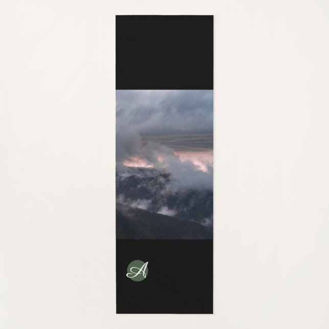 YOGA MAT CLOUDS AND STARS PERSONALIZED INITIAL (Front)