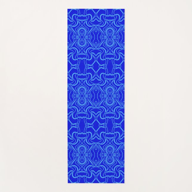 Yoga Mat, Cute blue colour classic pattern   Mat (Front)
