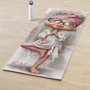 Yoga Mat cute & funny yoga grandma cartoon design